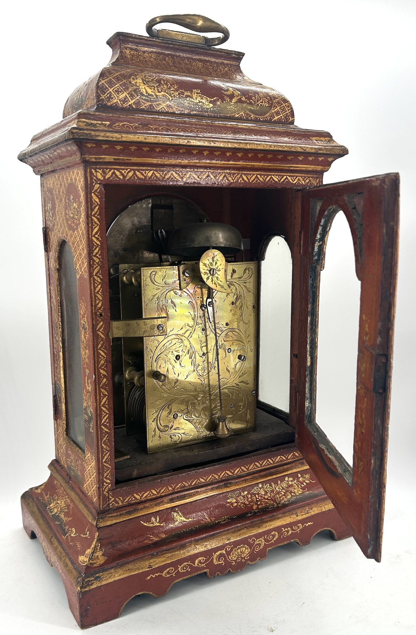 Outstanding Red Chinoiserie English Verge Twin Fusee Bracket Clock – Ca 1760 - Image 14